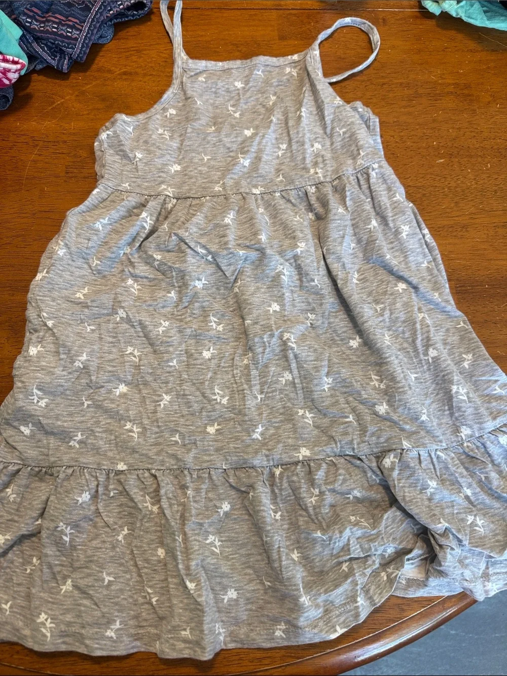 Old Navy Grey Spaghetti-Strap Floral Tiered Dress